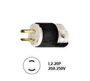 Hubbell L2-20P Twist-Lock® Male Plug Rated for 20A/250V