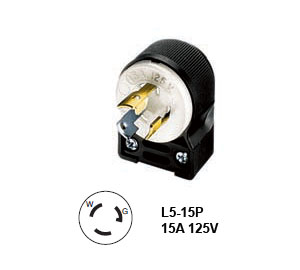 Hubbell L5-15P Twist-Lock® Angled Male Plug Rated for 15A/125V