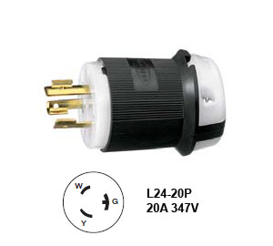 Hubbell L24-20P Twist-Lock® Male Plug Rated for 20A/347V