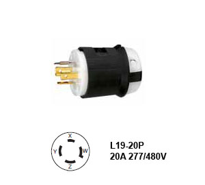 Hubbell L19-20P Twist-Lock® Plug 20A/3ØY 277/480V