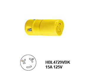 Hubbell L5-15R Twist-Lock® Valise Connector Rated for 15A/125V