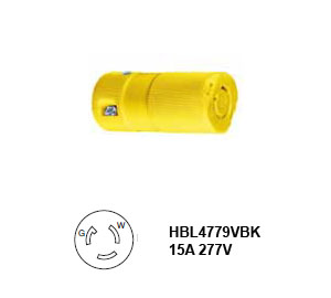 Hubbell L7-15R Twist-Lock® Valise Connector Rated for 15A/277V