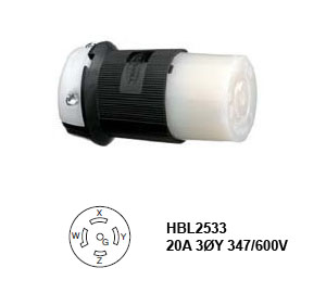 Hubbell L23-20R Twist-Lock® Connector Rated for 20A/3ØY 347/600V