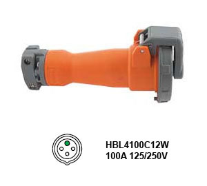 Hubbell HBL4100C12W Pin and Sleeve Connector 100A/125-250V