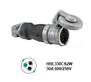 Hubbell HBL330CS2W Pin and Sleeve Connector 30A/250-600V