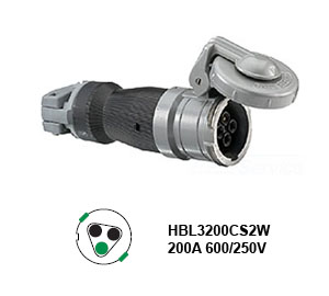 Hubbell HBL3200CS2W Pin and Sleeve Connector 200A/250-600V