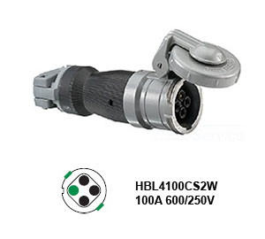 Hubbell HBL4100CS2W Pin and Sleeve Connector 100A/250-600V
