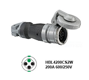 Hubbell HBL4200CS2W Pin and Sleeve Connector 200A/250-600V