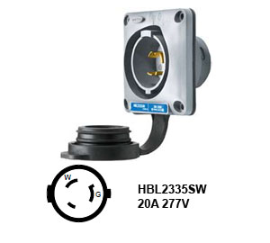 Hubbell L7-20P Twist-Lock® Shrouded Watertight Inlet Rated for 20A/277V