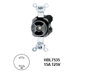 Hubbell L1-15R Twist-Lock® Receptacle Rated for 15A/125V