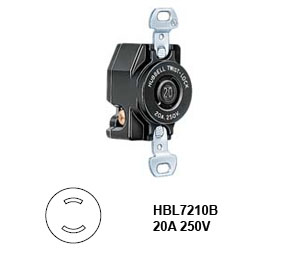 Hubbell L2-20R Twist-Lock® Receptacle Rated for 20A/250V