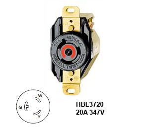 Hubbell L24-20R Twist-Lock Receptacle Rated for 20A/347V