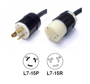 L7-15P to L7-15R Twist Lock Extension Power Cords