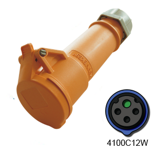 4100C12W Connector -  100A, 125V or 250V, 3-Pole / 4-Wire, IEC60309
