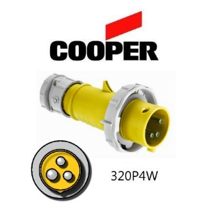 Cooper 320P4W Plug -  20A, 110V - 125V 2-Pole / 3-Wire, IEC60309