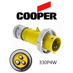 Cooper 330P4W Plug -  30A, 110V - 125V 2-Pole / 3-Wire, IEC60309