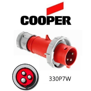 Cooper 330P7W Plug -  30A, 480V 2-Pole / 3-Wire, IEC60309