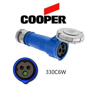 Cooper 330C6W Connector -  30A, 220V - 250V 2-Pole / 3-Wire, IEC60309