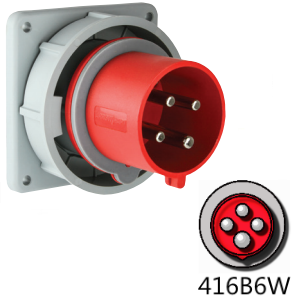 416B6W Inlet -  16A, 380-415V 3-Pole / 4-Wire, IEC60309