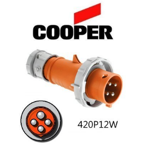 Cooper 420P12W Plug -  20A, 125V or 250V 3-Pole / 4-Wire, IEC60309