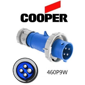 Cooper 460P9W Plug -  60A, 220V - 250V 3-Pole / 4-Wire, IEC60309