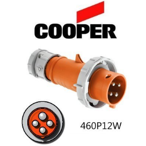 Cooper 460P12W Plug -  60A, 125V or 250V 3-Pole / 4-Wire, IEC60309