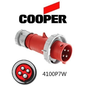 Cooper 4100P7W Plug -  100A, 480V 3-Pole / 4-Wire, IEC60309