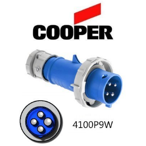 Cooper 4100P9W Plug -  100A, 125V - 250V 3-Pole / 4-Wire, IEC60309