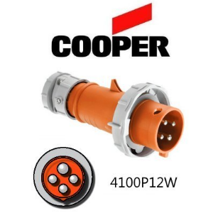 Cooper 4100P12W Plug -  100A, 125V or 250V 3-Pole / 4-Wire, IEC60309