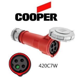 Cooper 420C7W Connector -  20A, 480V 3-Pole / 4-Wire, IEC60309