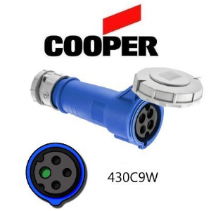 Cooper 430C9W Connector -  30A, 220V - 250V 3-Pole / 4-Wire, IEC60309