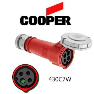 Cooper 430C7W Connector -  30A, 480V 3-Pole / 4-Wire, IEC60309
