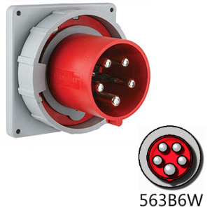 563B6W Inlet -  63A, 220-380V 4-Pole / 5-Wire, IEC60309