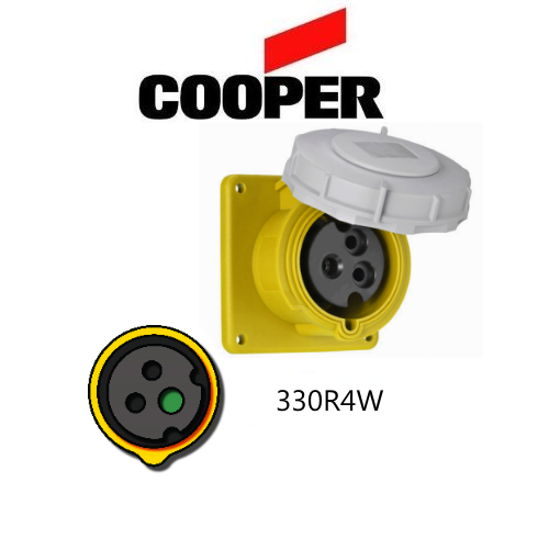 Cooper 330R4W Outlet -  30A, 110V - 125V 2-Pole / 3-Wire, IEC60309