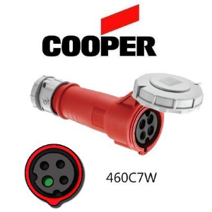 Cooper 460C7W Connector -  60A, 480V 3-Pole / 4-Wire, IEC60309