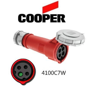 Cooper 4100C7W Connector -  100A, 480V, 3-Pole / 4-Wire, IEC60309