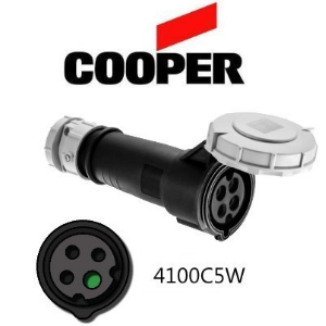 Cooper 4100C5W Connector -  100A, 600V, 3-Pole / 4-Wire, IEC60309