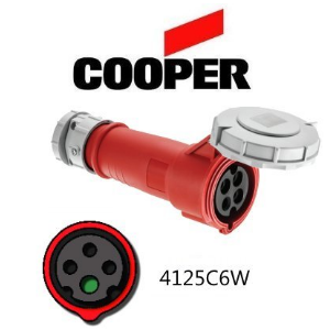 Cooper 4125C6W Connector -  125A, 220-240V 3-Pole / 4-Wire, IEC60309