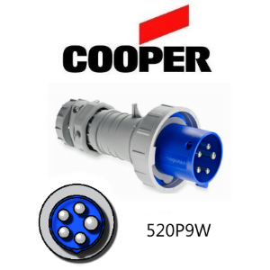 Cooper 520P9W Plug -  20A, 220V - 250V 4-Pole / 5-Wire, IEC60309