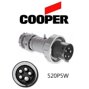 Cooper 520P5W Plug -  20A, 600V 4-Pole / 5-Wire, IEC60309