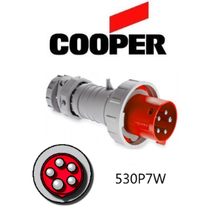 Cooper 530P7W Plug -  30A, 480V 4-Pole / 5-Wire, IEC60309