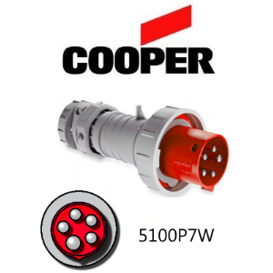Cooper 5100P7W Plug -  100A, 480V 4-Pole / 5-Wire, IEC60309