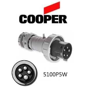 Cooper 5100P5W Plug -  100A, 600V 4-Pole / 5-Wire, IEC60309
