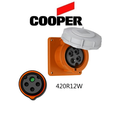 Cooper 420R12W Outlet -  20A, 125/250V 3-Pole / 4-Wire, IEC60309