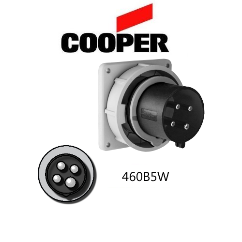 Cooper 4100B5W Inlet -  100A, 600V 3-Pole / 4-Wire, IEC60309