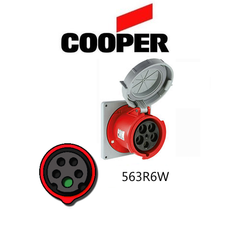 Cooper 563R6W Outlet -  63A, 220-380V 4-Pole / 5-Wire, IEC60309