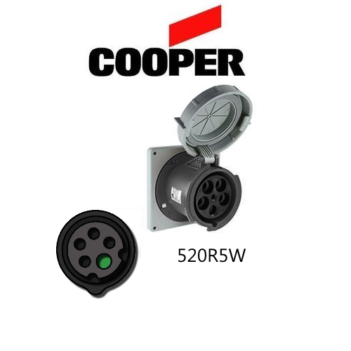Cooper 520R5W Outlet -  20A, 600V 4-Pole / 5-Wire, IEC60309