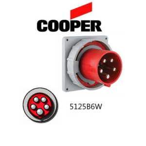 Cooper 5125B6W Inlet -  125A, 220-380V 4-Pole / 5-Wire, IEC60309