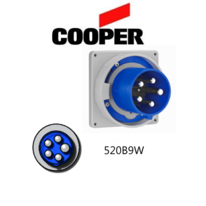 Cooper 520B9W Inlet -  20A, 120-208V 4-Pole / 5-Wire, IEC60309