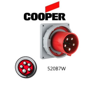 Cooper 520B7W Inlet -  20A, 277-480V 4-Pole / 5-Wire, IEC60309